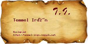 Temmel Irén névjegykártya